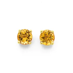 Prouds Earrings>9Ct 5Mm Citrine Studs In Yellow