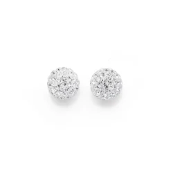 Prouds Earrings>9Ct 8Mm Crystal Ball Stud Earrings In White