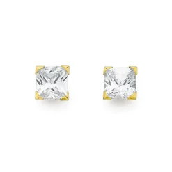 Prouds Earrings>9Ct 5Mm Cubic Zirconia Square Studs In White