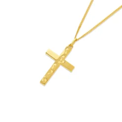Prouds Pendants>9Ct 24Mm Footprints Cross Pendant With Verse On Back