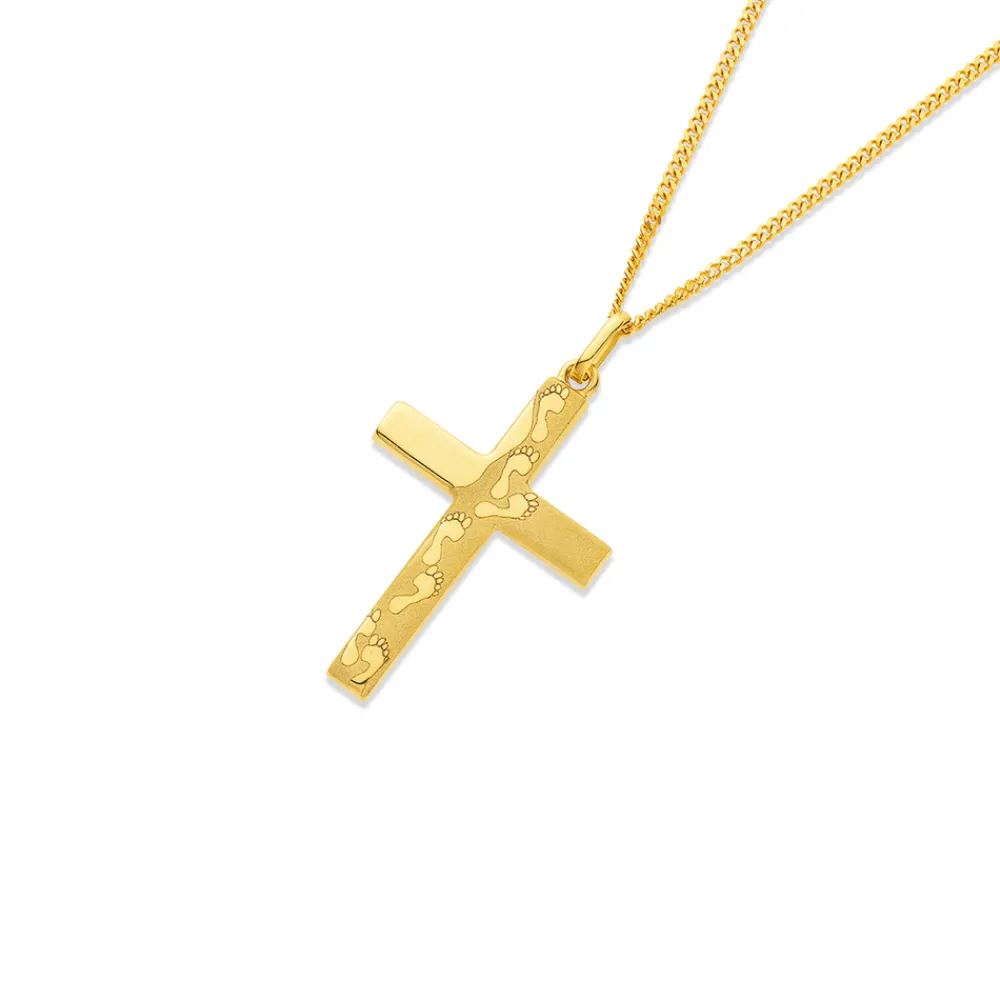 Prouds Pendants>9Ct 24Mm Footprints Cross Pendant With Verse On Back