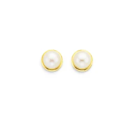 Prouds Earrings>9Ct 5.5Mm Freshwater Pearl Studs In White
