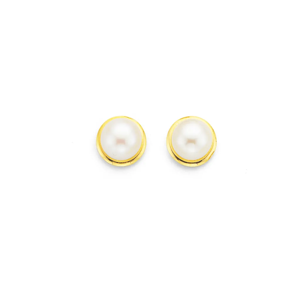 Prouds Earrings>9Ct 5.5Mm Freshwater Pearl Studs In White