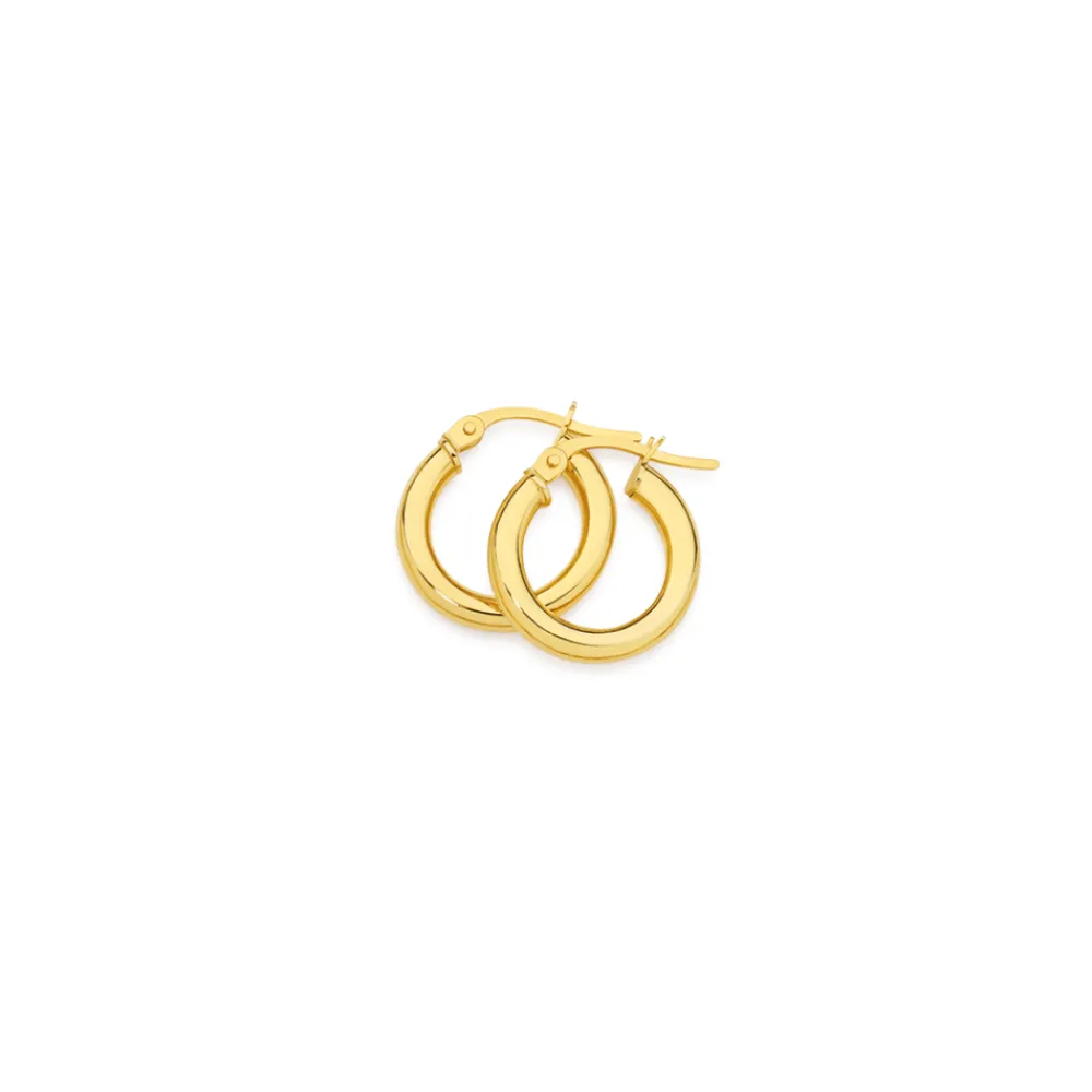 Prouds Earrings>9Ct 10Mm Polished Hoops