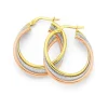 Prouds Earrings>9Ct 20Mm Tri Tone Triple Hoop Earrings