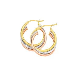 Prouds Earrings>9Ct 15Mm Tri Tone Triple Hoop Earrings