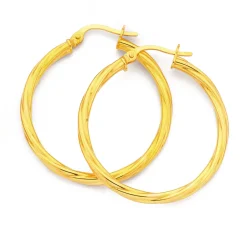 Prouds Earrings>9Ct 25Mm Twist Hoop Earrings