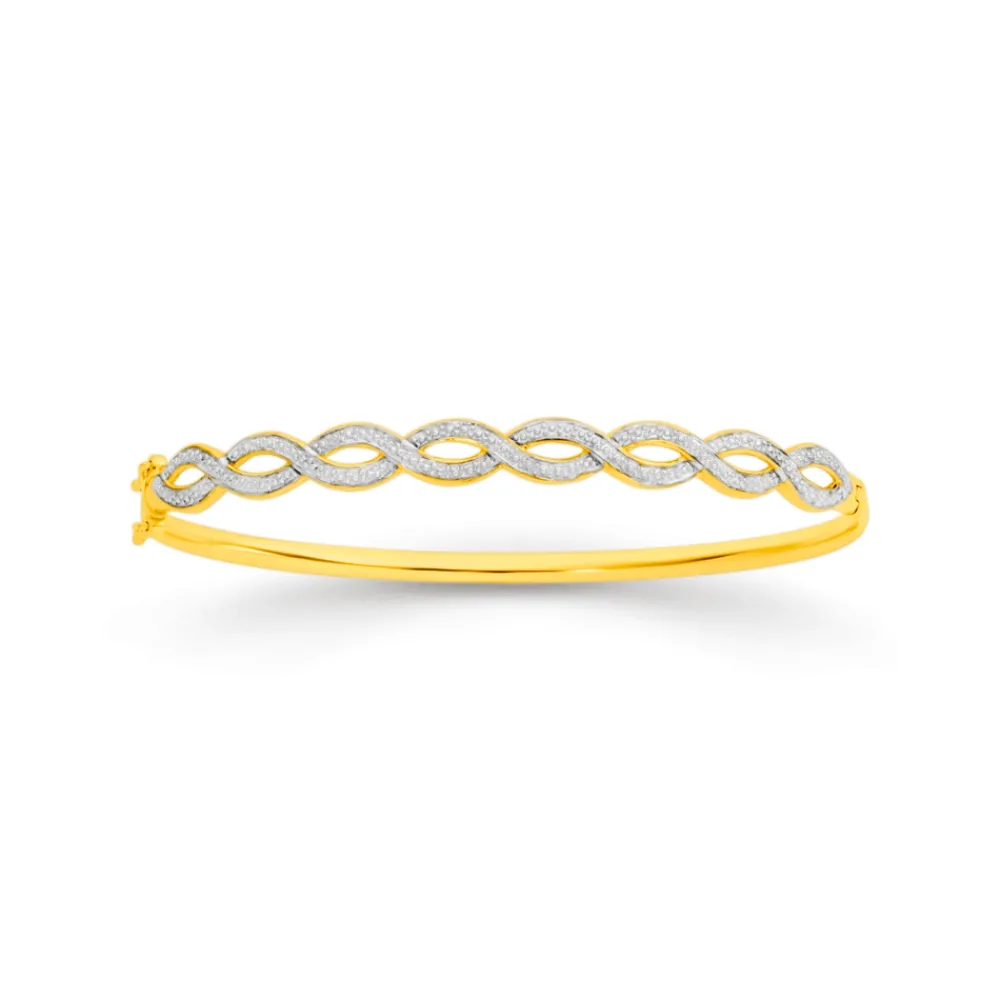 Prouds Bangles>9Ct Two Tone Gold 60Mm Bangle