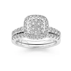 Prouds Rings>18Ct White Gold Diamond Bridal Set