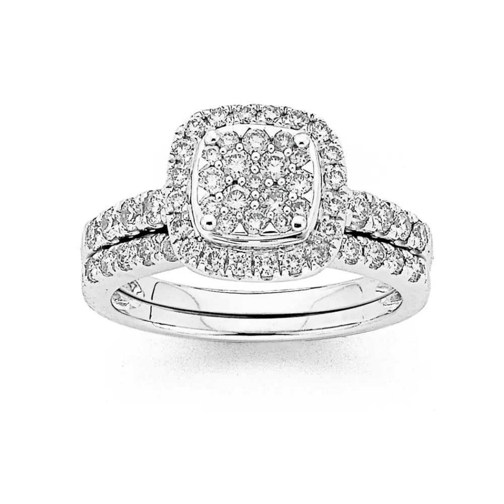 Prouds Rings>18Ct White Gold Diamond Bridal Set