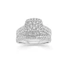 Prouds Rings>18Ct White Gold Diamond Cushion Shape Bridal Set