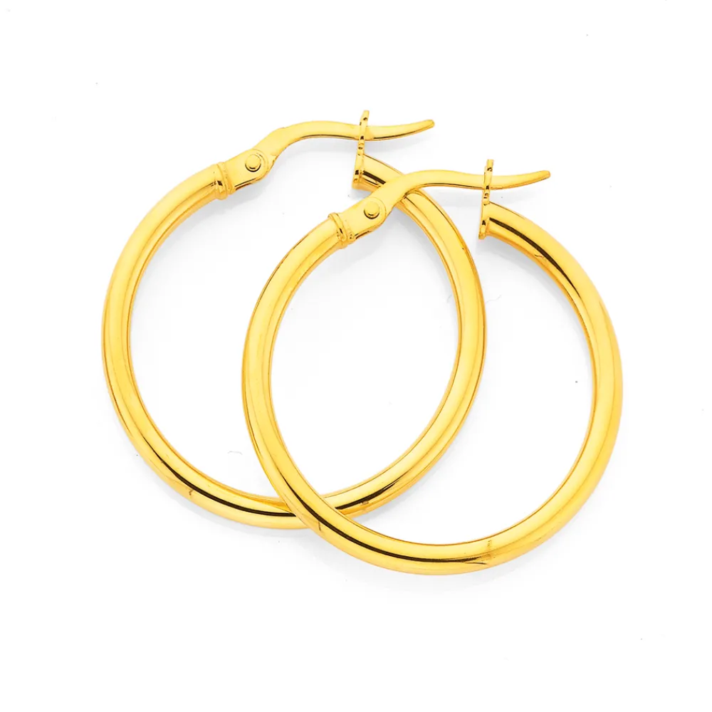 Prouds Earrings>9Ct 2X20Mm Polished Hoop Earrings