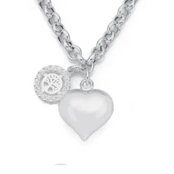 Prouds Necklaces>Silver Belcher Heart Cz Tree Of Life Necklet In White