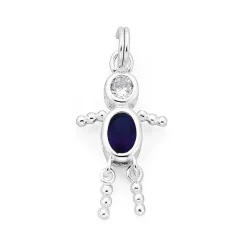 Prouds Charms>Silver Blue Cubic Zirconia Boy Charm In Blue