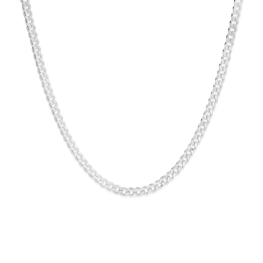 Prouds Necklaces>Silver 60Cm Dia Cut Solid Curb Chain