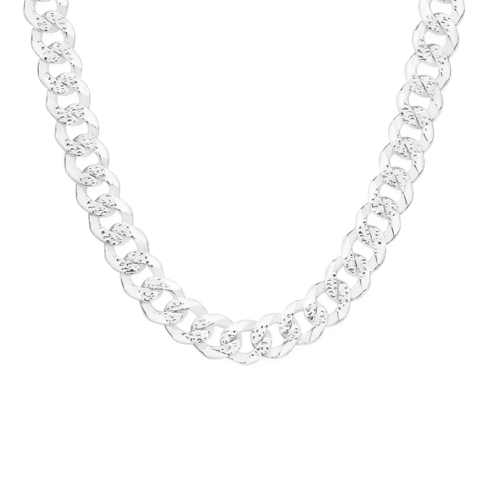 Prouds Necklaces>Silver 50Cm Fancy Dia Cut Curb Chain