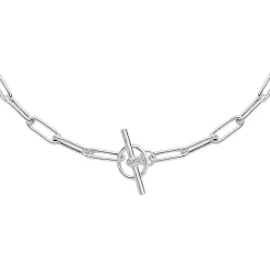 Prouds Necklaces>Silver 45Cm Paperclip Chain With Cz Fob