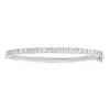 Prouds Bangles>Silver Cubic Zirconia Claw Set Hinge Bangle In White