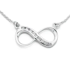 Prouds Necklaces>Silver Cubic Zirconia Infinity Necklet In White