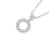 Prouds Necklaces>Silver Cz Circle & Flower Drop Necklet In White