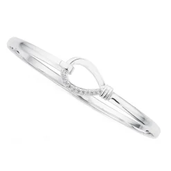 Prouds Bangles>Silver Cz Clip Bangle In White