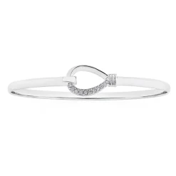Prouds Bangles>Silver Cz Clip Bangle In White