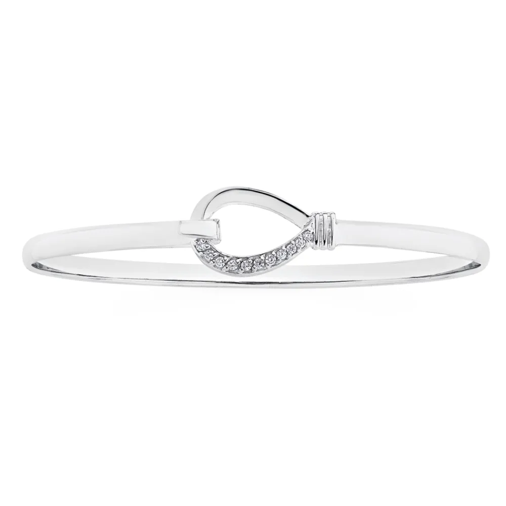 Prouds Bangles>Silver Cz Clip Bangle In White