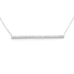 Prouds Necklaces>Silver Cz Fine Bar Necklace In White