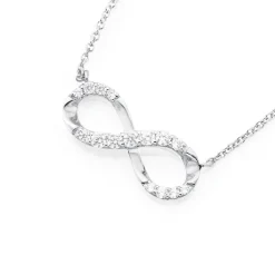 Prouds Necklaces>Silver Cz Horizontal Infinity Necklet In White