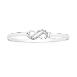 Prouds Bangles>Silver Cz Infinity Clip Bangle In White
