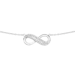 Prouds Necklaces>Silver Double Cz Row Infinity Necklet In White