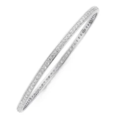 Prouds Bangles>Silver 65Mm Cubic Zirconia Bangle In White