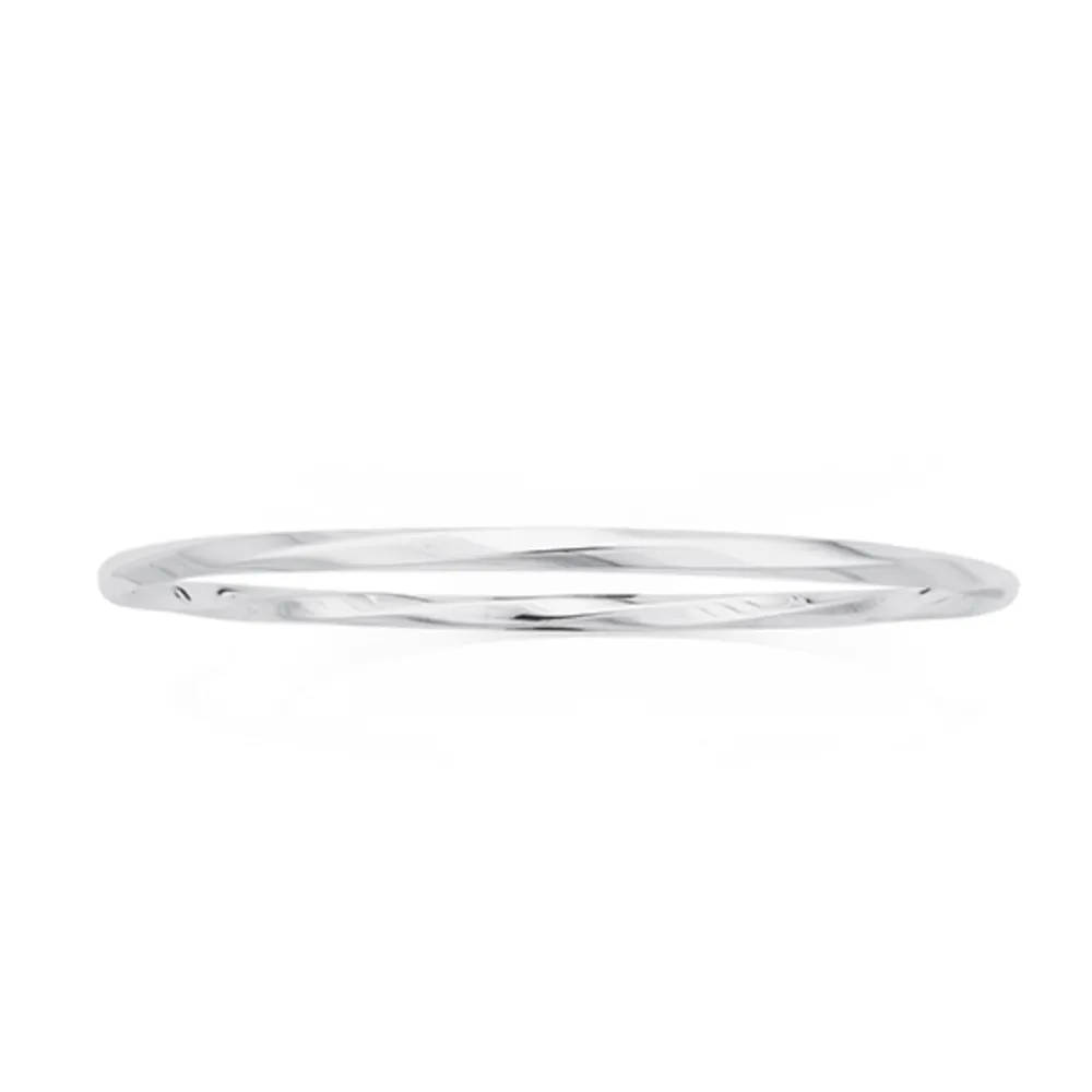 Prouds Bangles>Silver 70Mm Smooth Twist Solid Bangle