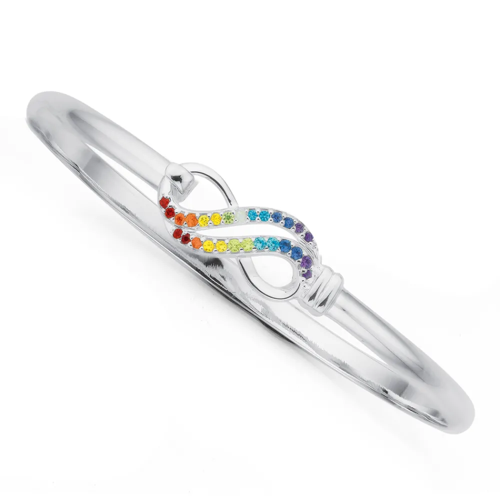 Prouds Bangles>Silver Rainbow Cz Infinity Bangle In Multi-Colour