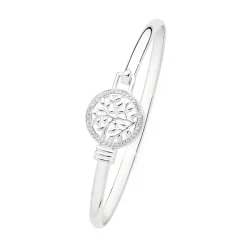 Prouds Bangles>Silver Tree Of Life Bangle In White