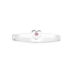 Prouds Bangles>Silver 4X40Mm Pink Cz Heart Expandable Bangle In Pink