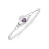 Prouds Bangles>Silver 2.5X45Mm Violet Cz Claddagh Child Bangle In Purple