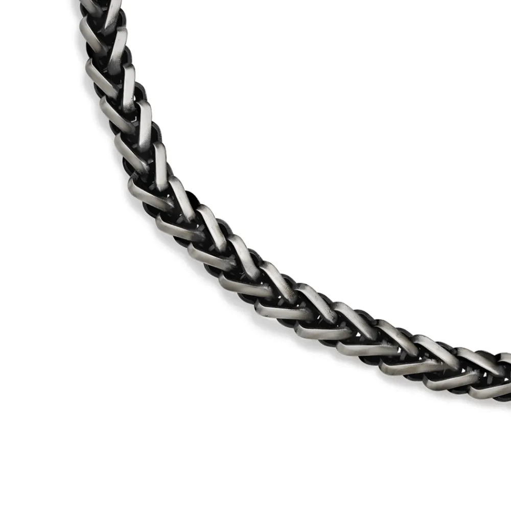 Prouds Necklaces>Stainless Steel 55Cm Black Large Wheat Chain