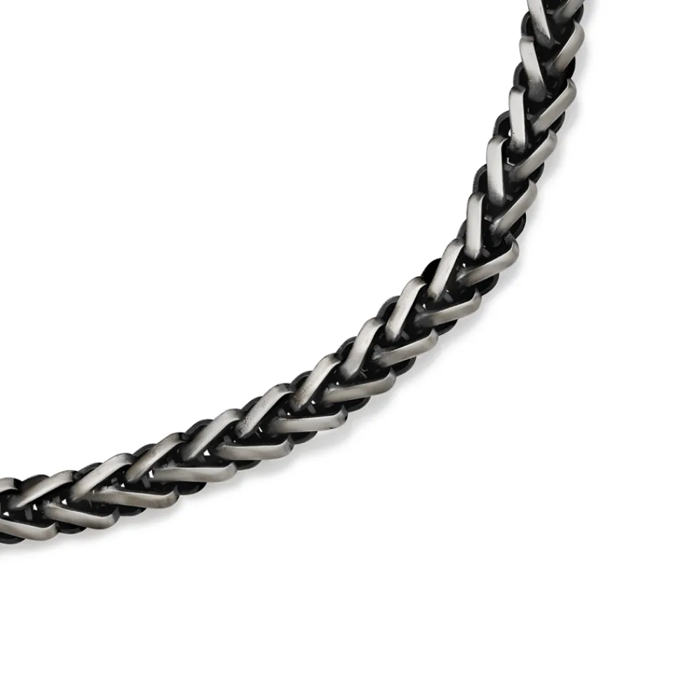 Prouds Necklaces>Stainless Steel 55Cm Black Large Wheat Chain