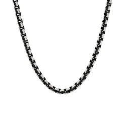 Prouds Necklaces>Stainless Steel 55Cm Black Edge Large Rounded Box Chain
