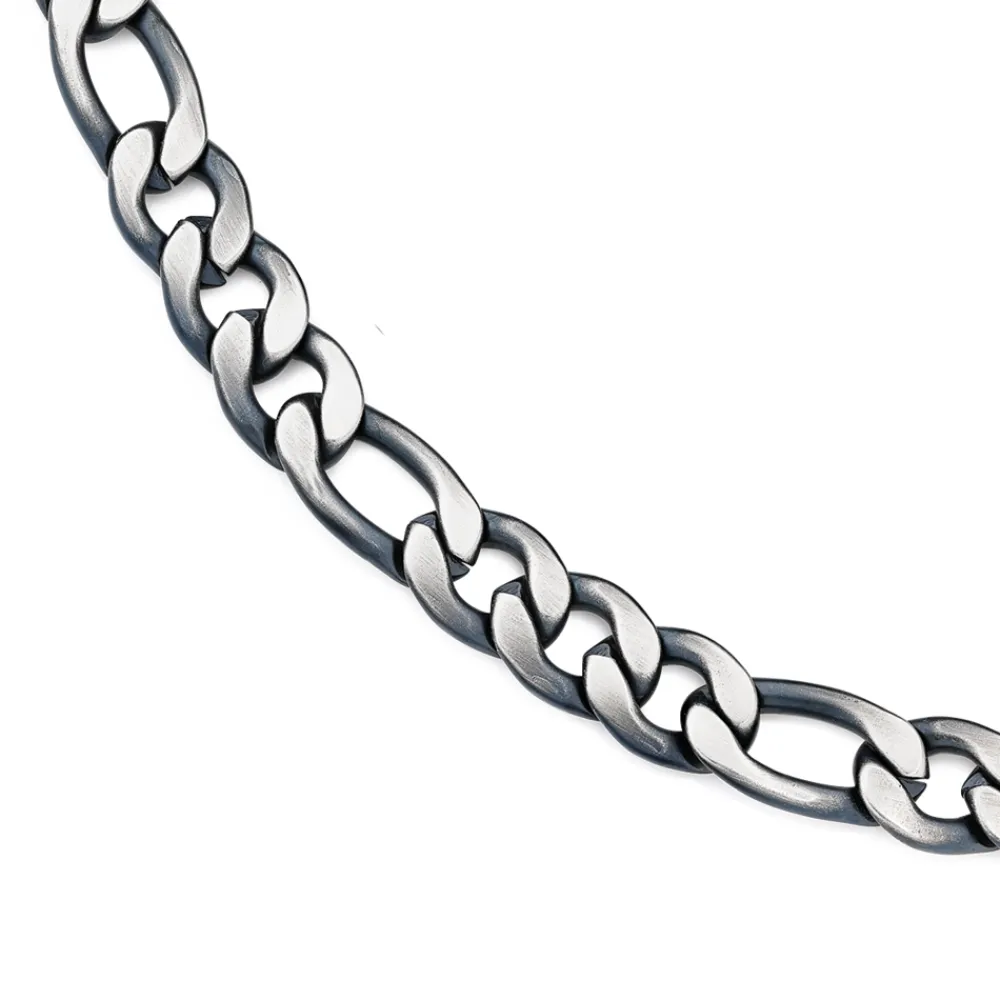 Prouds Necklaces>Stainless Steel 55Cm Black Plate Figaro Chain Large