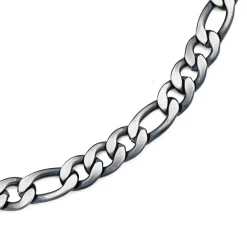 Prouds Necklaces>Stainless Steel 55Cm Black Plate Figaro Chain Large