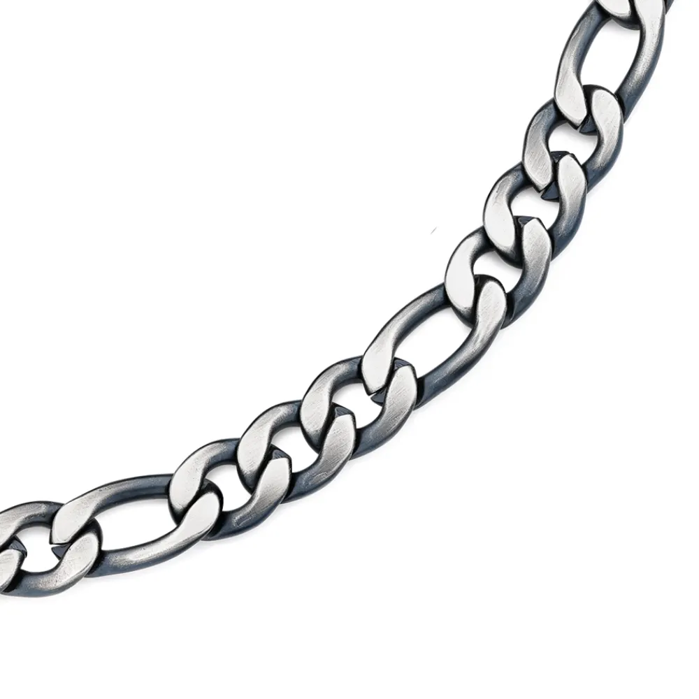 Prouds Necklaces>Stainless Steel 55Cm Black Plate Figaro Chain Large