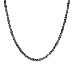 Prouds Necklaces>Steel 55Cm Black Box Chain