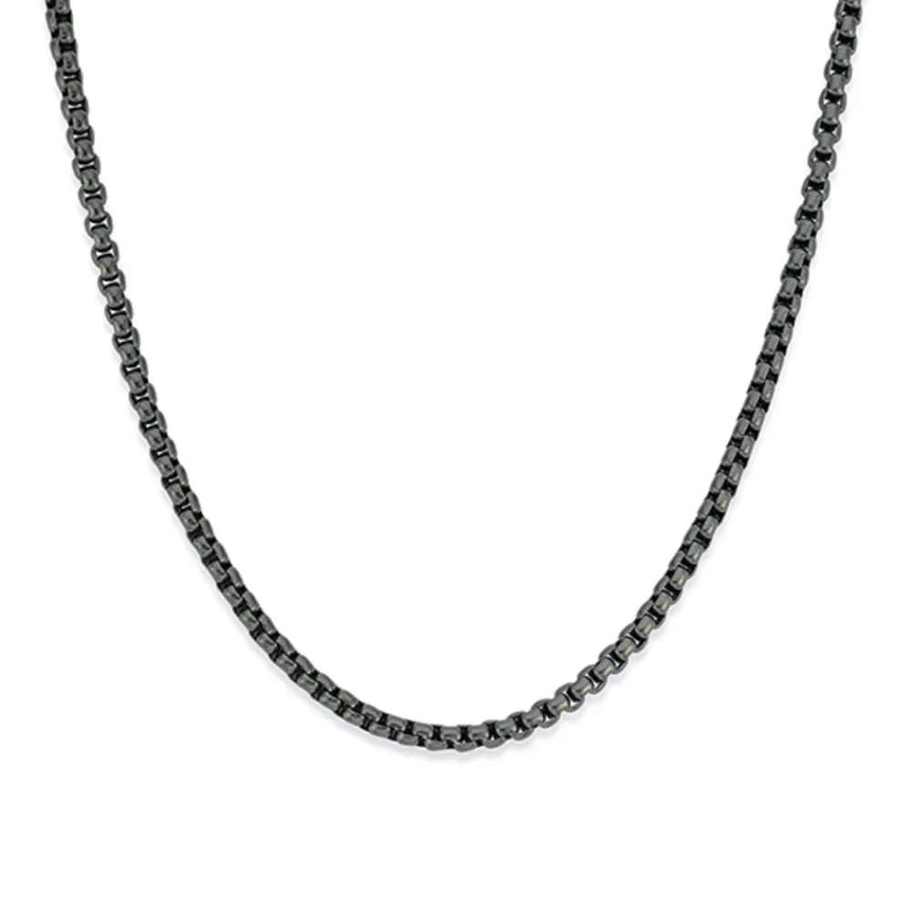 Prouds Necklaces>Steel 50Cm Black Box Chain
