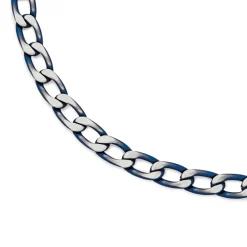 Prouds Necklaces>Steel 56Cm Blue Plate Curb Chain