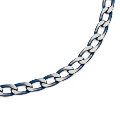 Prouds Necklaces>Steel 56Cm Blue Plate Curb Chain