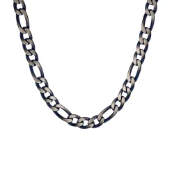 Prouds Necklaces>Steel 60Cm Blue Plate Figaro 3+1 Chain