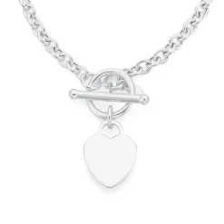 Prouds Necklaces>Sterling Silver Belcher Heart Fob Necklace