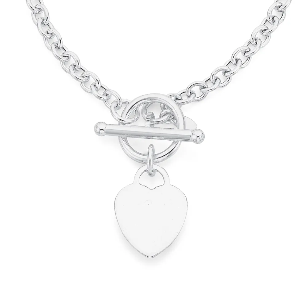 Prouds Necklaces>Sterling Silver Belcher Heart Fob Necklace